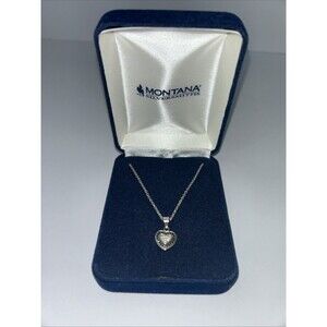 Montana Silversmiths Black & CZ Heart in Heart Necklace Boxed